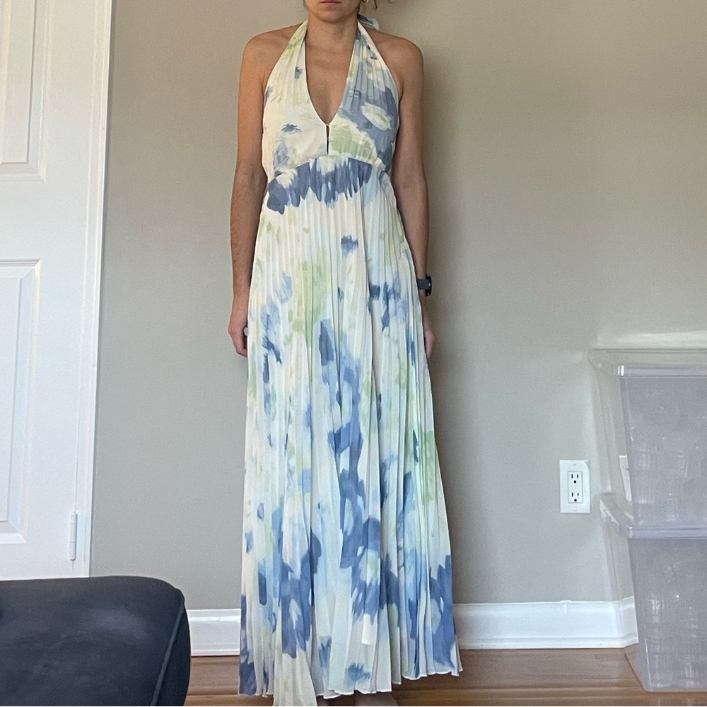 Abercrombie & Fitch Blue and White Tie-Dye Halter Maxi